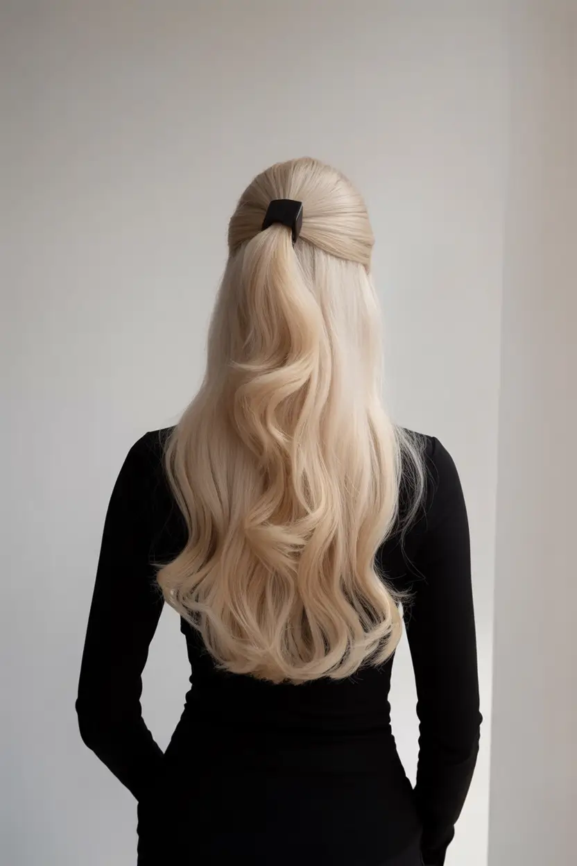 half up half down hairstyles Minimalist Blonde Flow