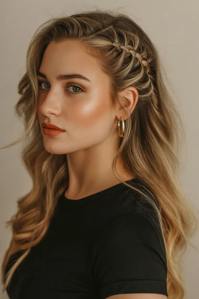 half up half down hairstyles Boho Twist Braid Elegance