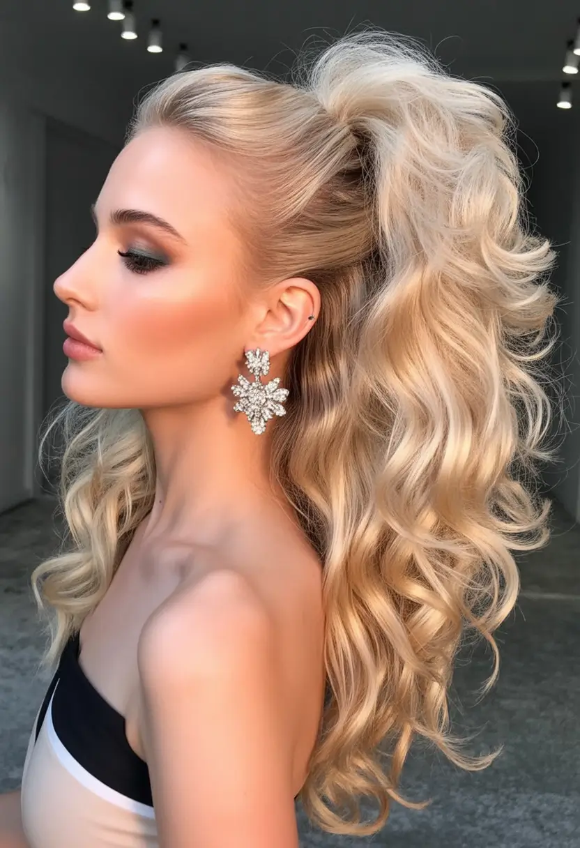 half up half down hairstyles High Blonde Volume Waves