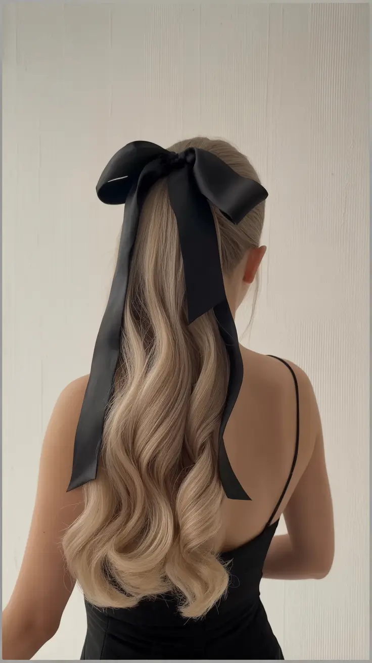 half up half down hairstyles Elegant Ribbon Statement