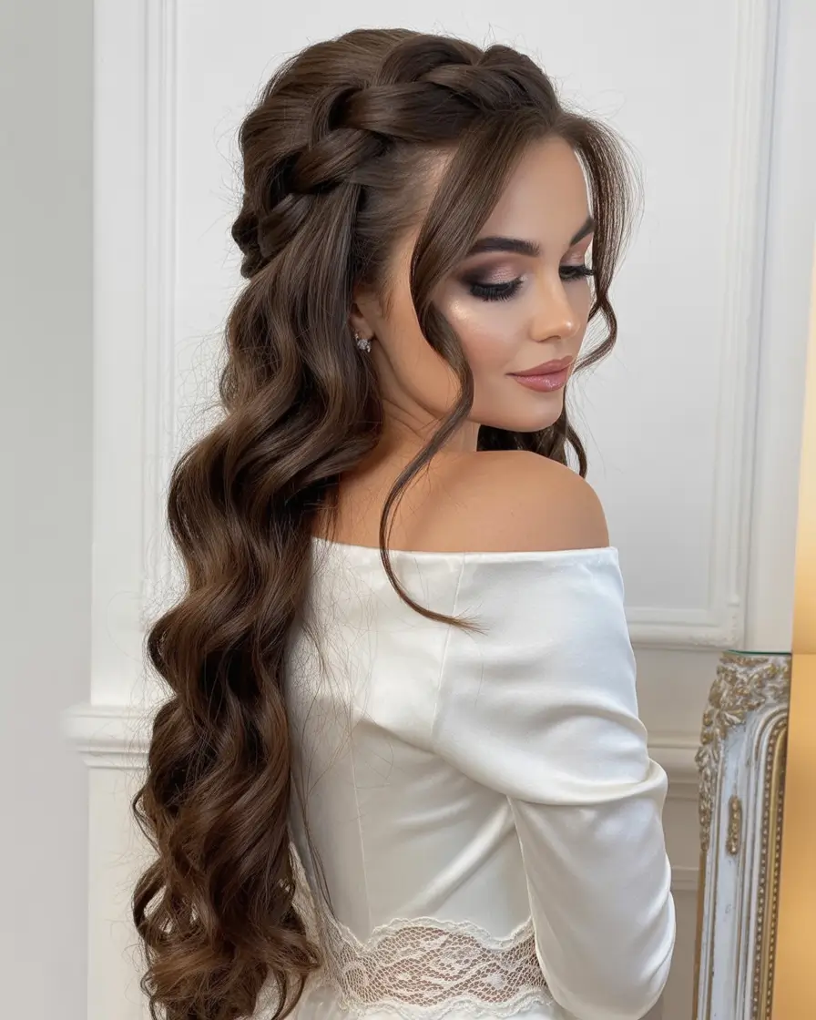 half up half down hairstyles Romantic Braided Elegance