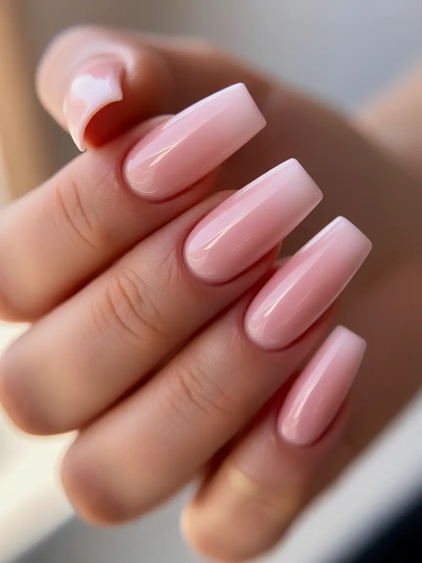light pink nails 2026 Long Glossy Pink Sculpted Perfection