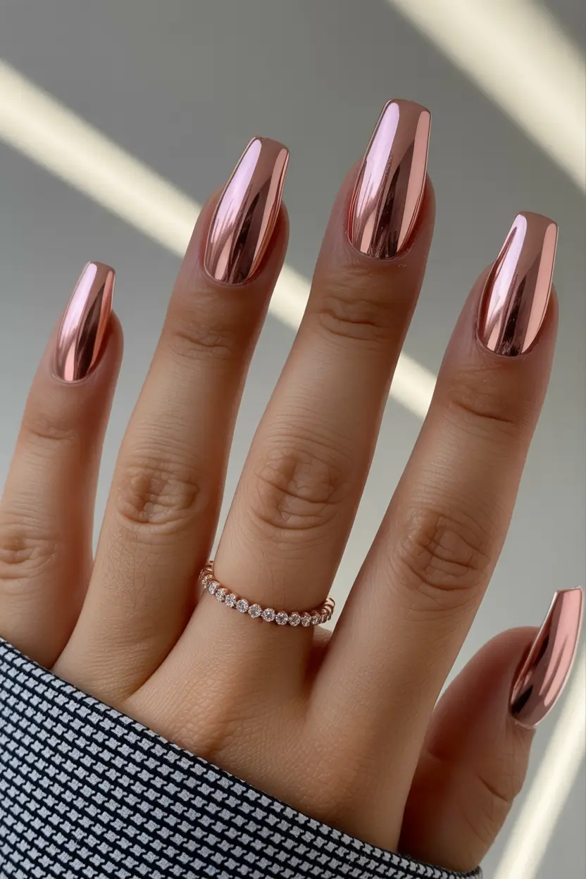 light pink nails 2026 Full Pink Chrome For A High Shine Metallic Moment