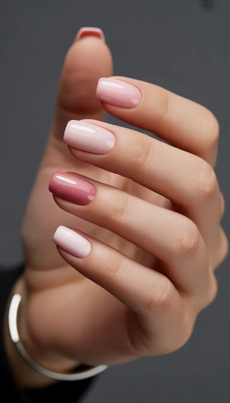 light pink nails 2026 Soft Pink Gradient With a Playful Accent Shade