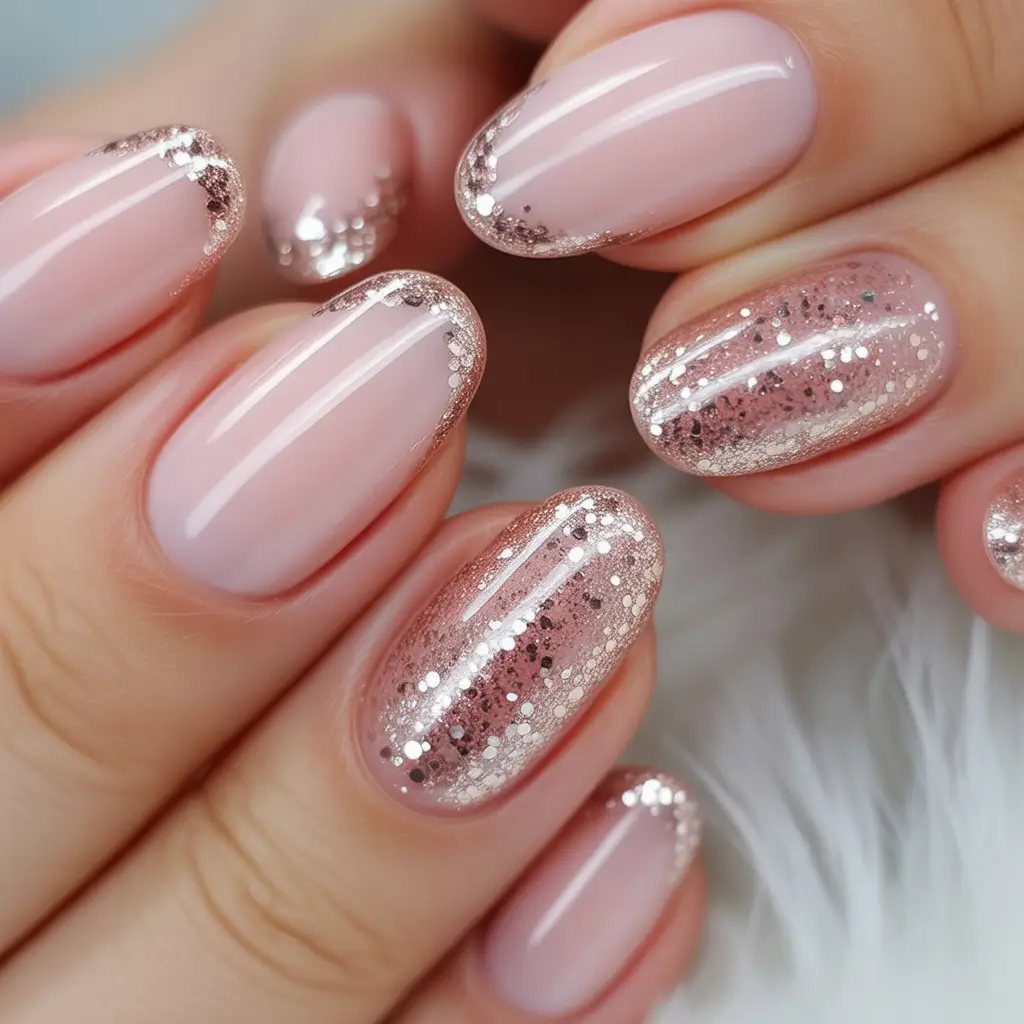light pink nails 2026 Pink Glitter Toppers That Catch Winter Light