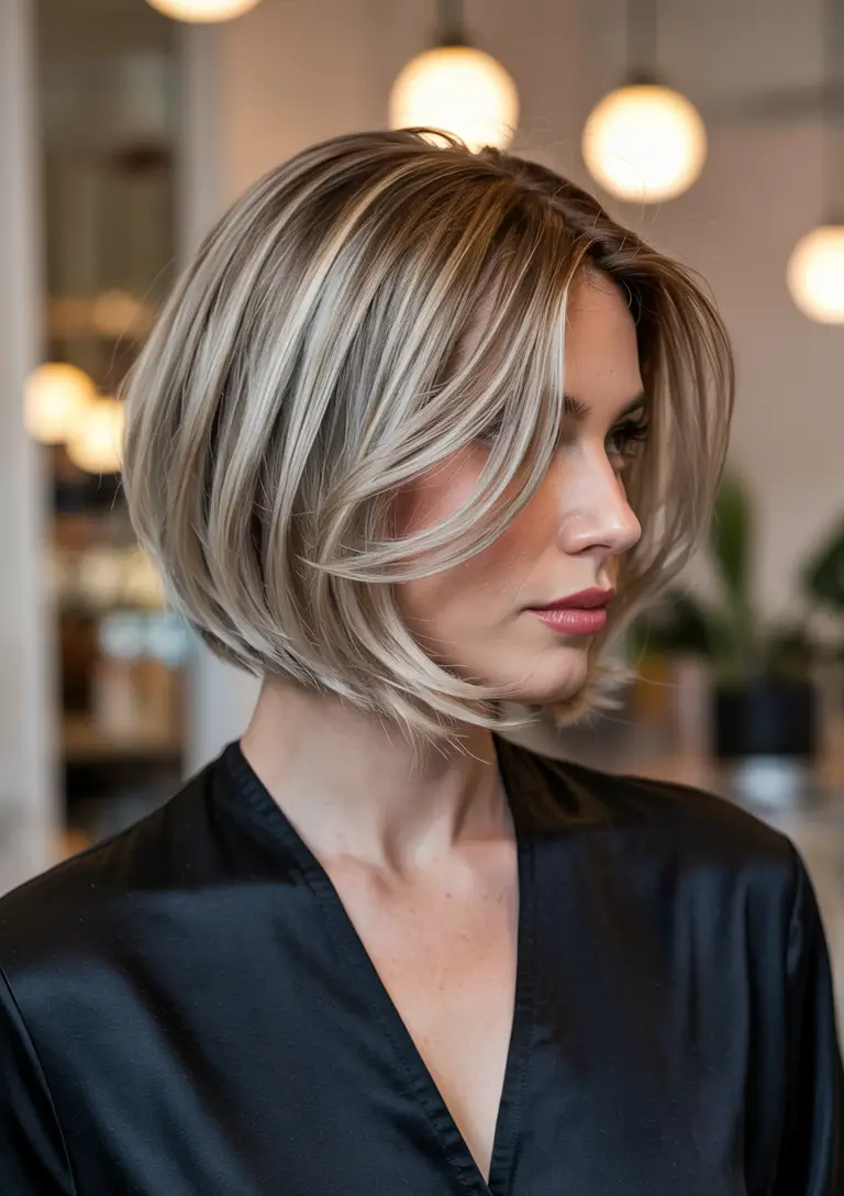 lob haircut 2026 Polished Platinum Glow