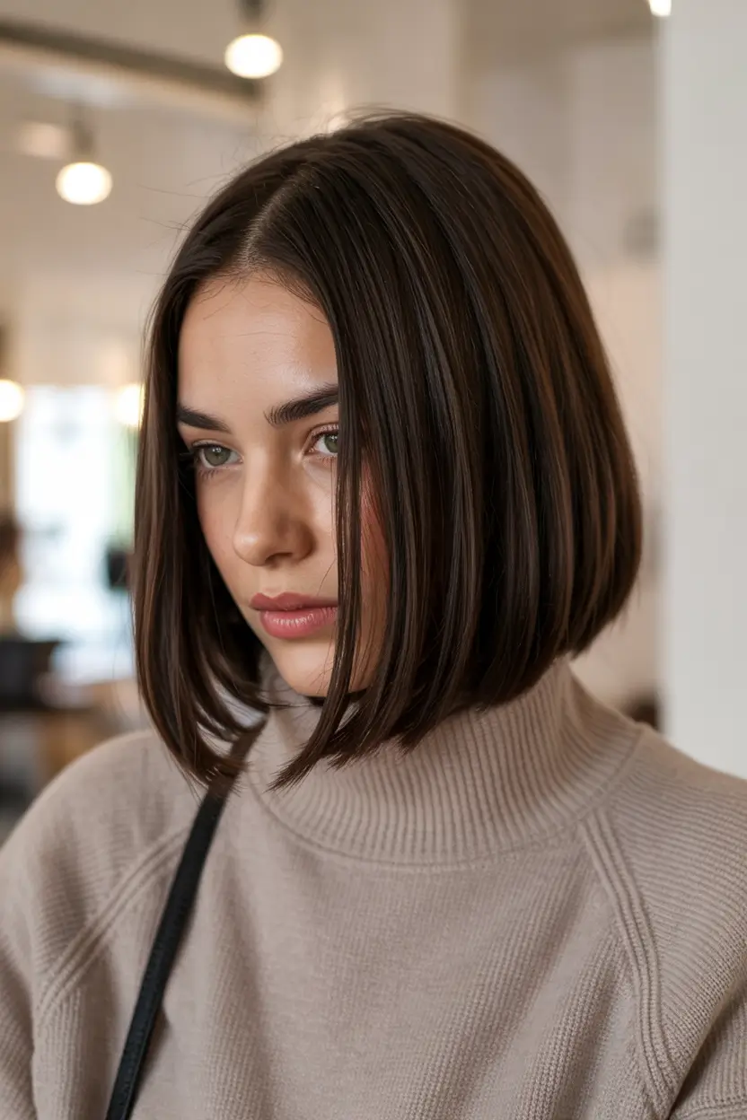 lob haircut 2026 Polished Brunette Elegance