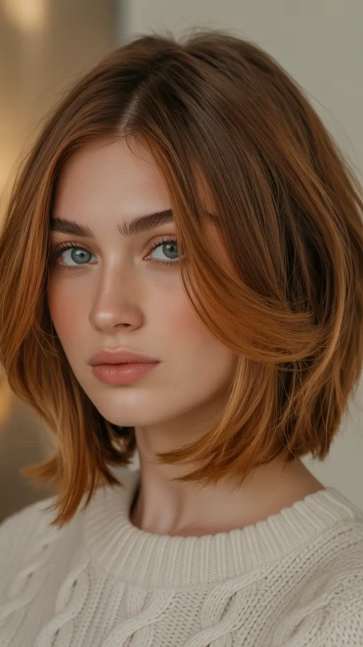 mid length haircut 2026 Copper Whisper Bob