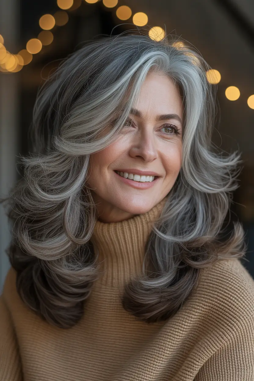 mid length haircut 2026 Silver Flow Layers