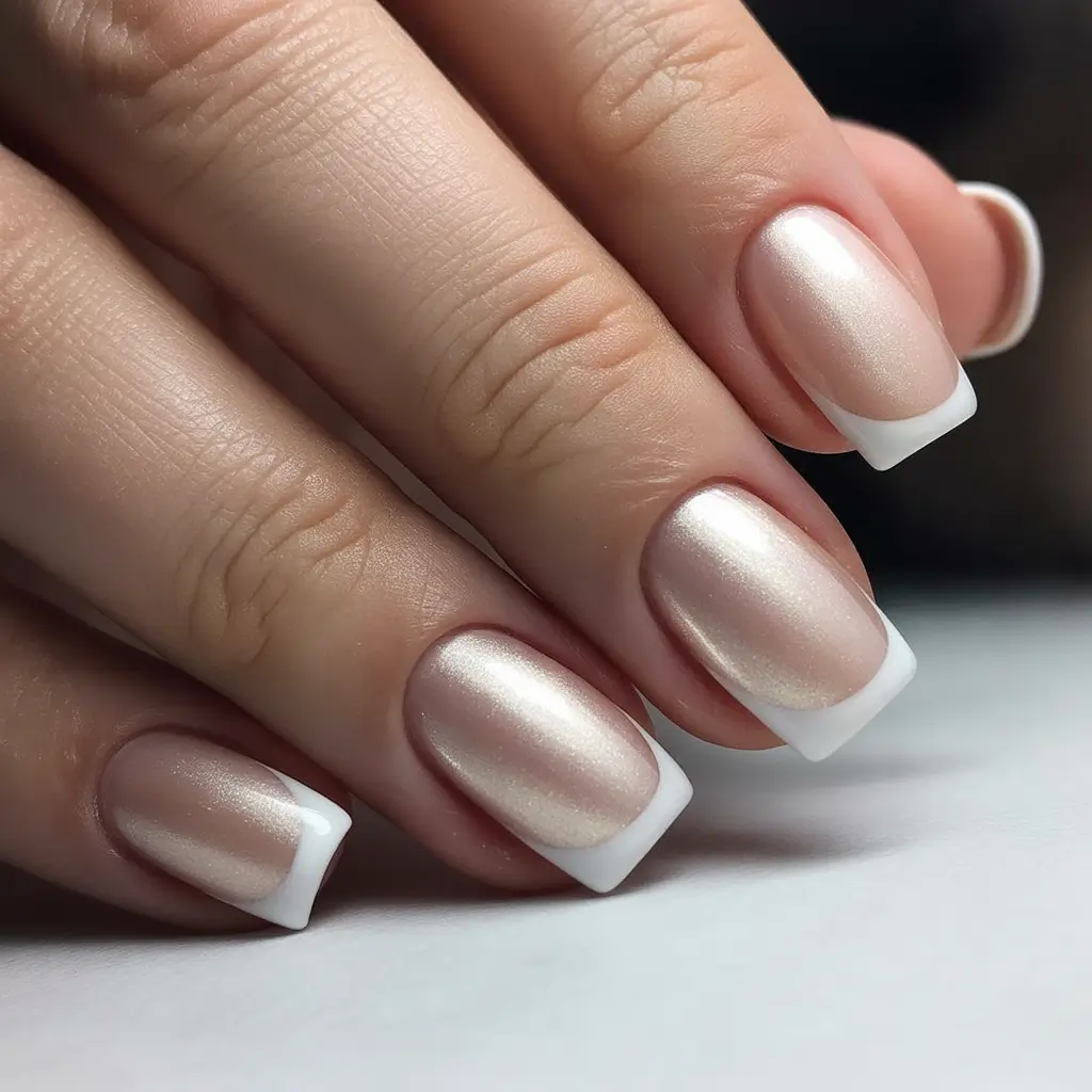 natural nails 2026 Soft Pearl French