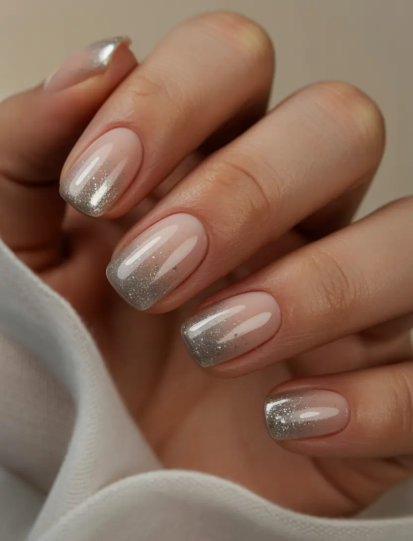 natural nails 2026 Soft Silver Ombre