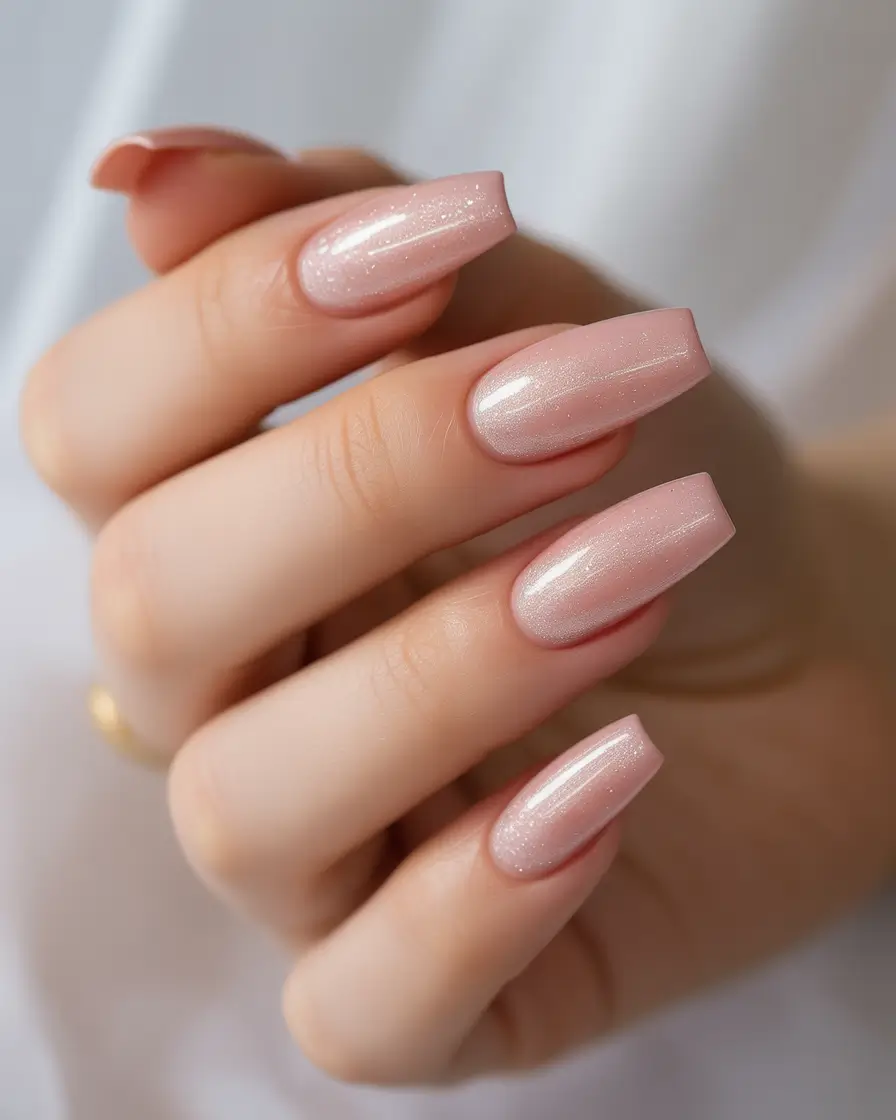 natural nails 2026 Pink Glow Coffin