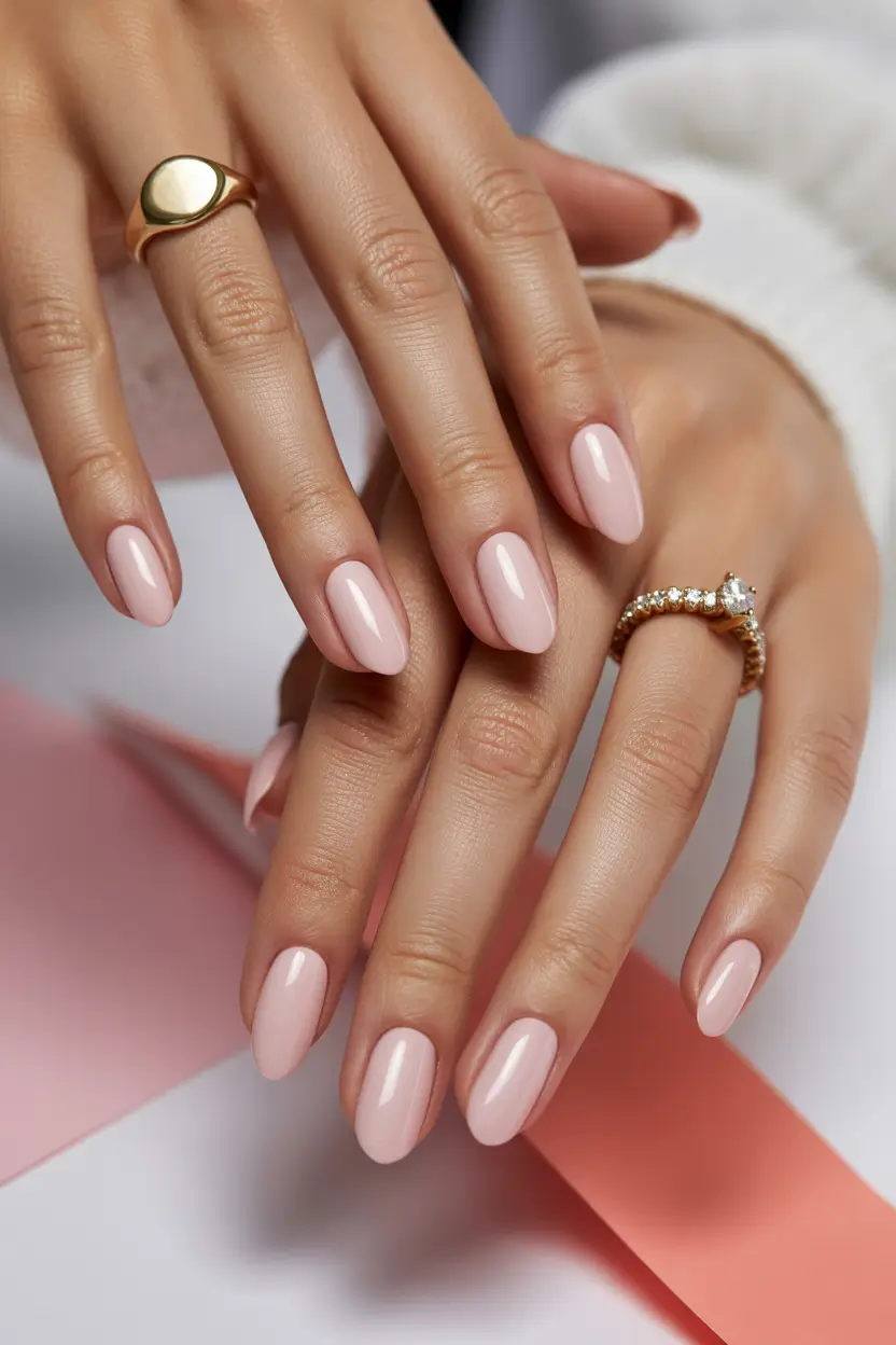 natural nails 2026 Glossy Almond Pink