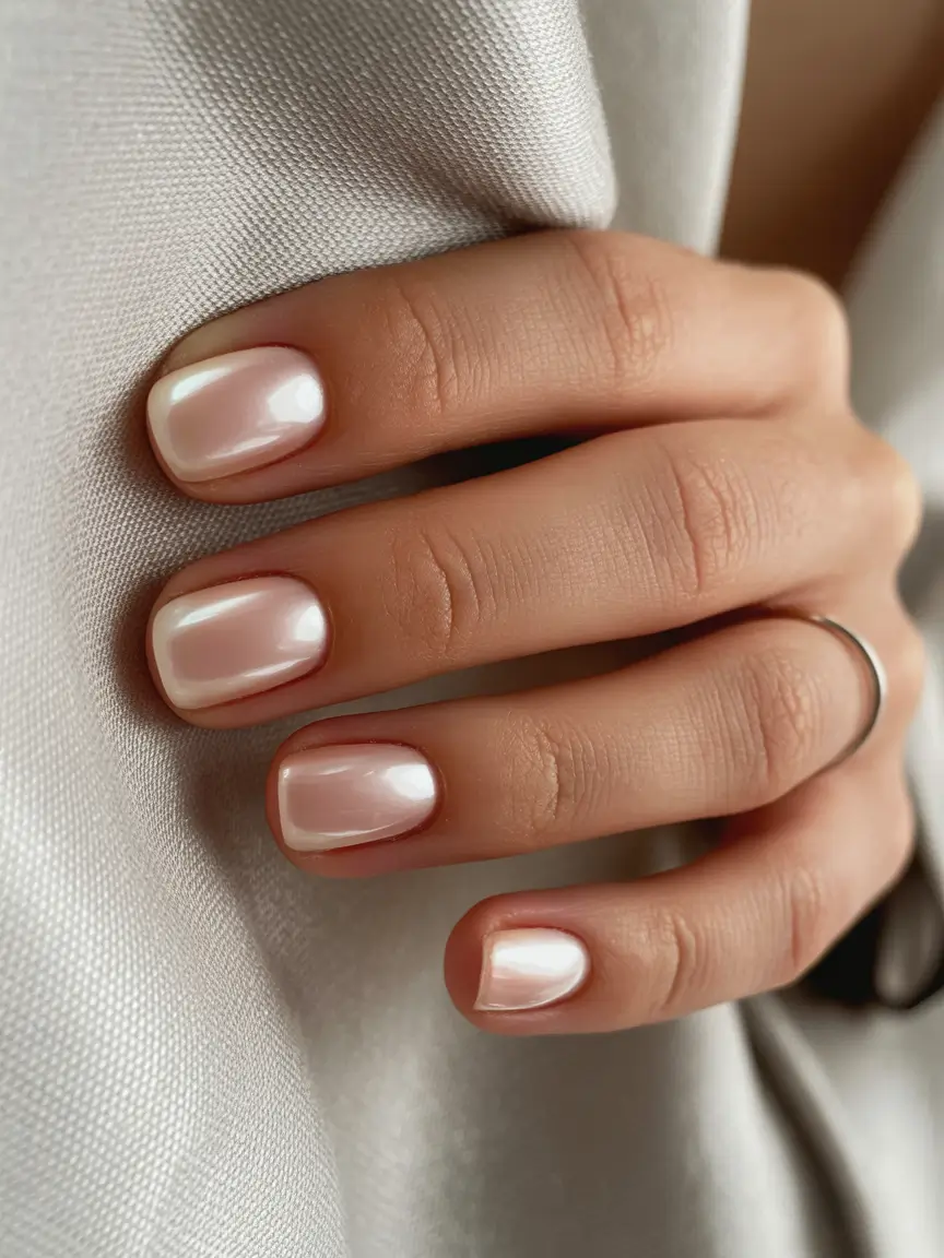 natural nails 2026 Pearly Short Nails for a Clean Modern Shine