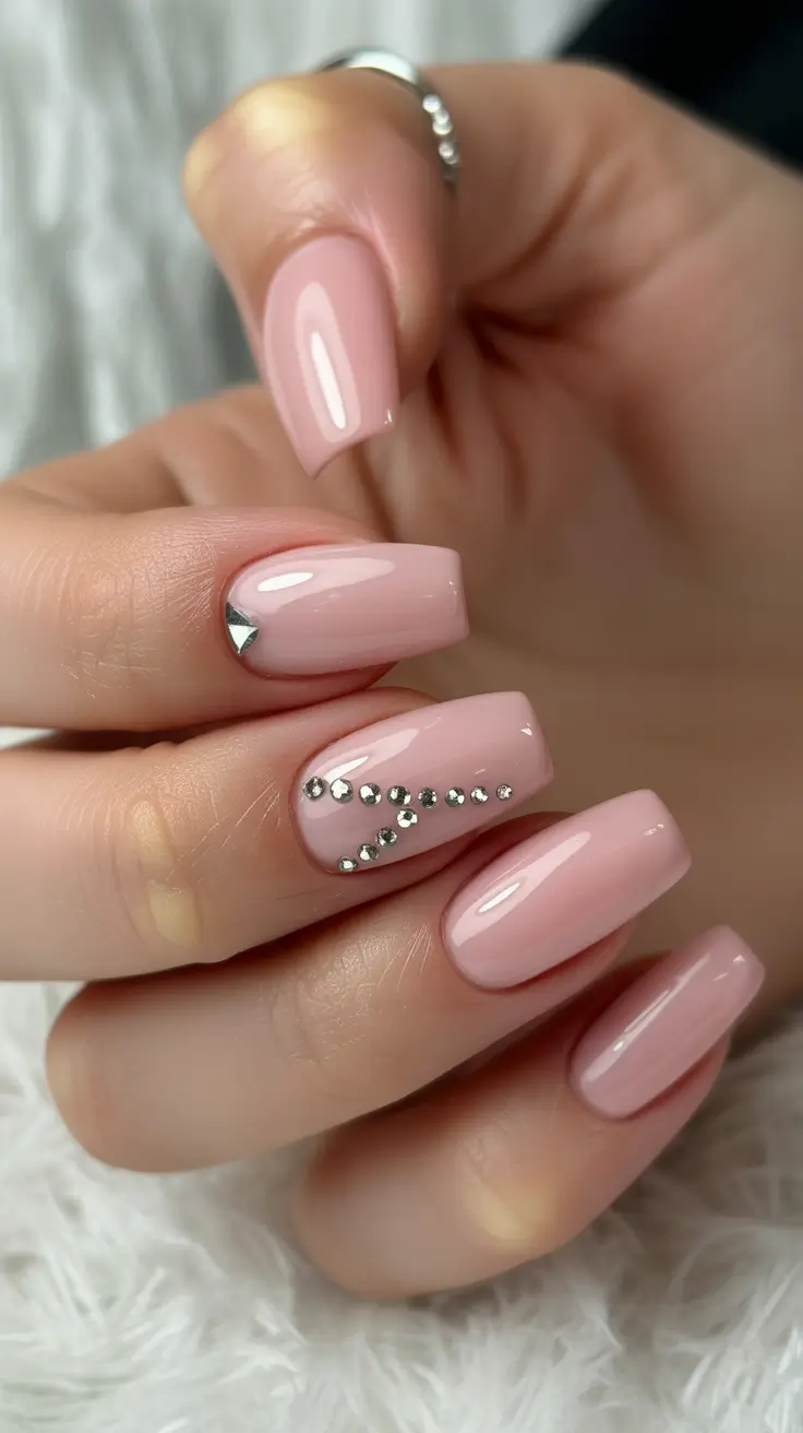 natural nails 2026 Ballet Pink Chrome Accents