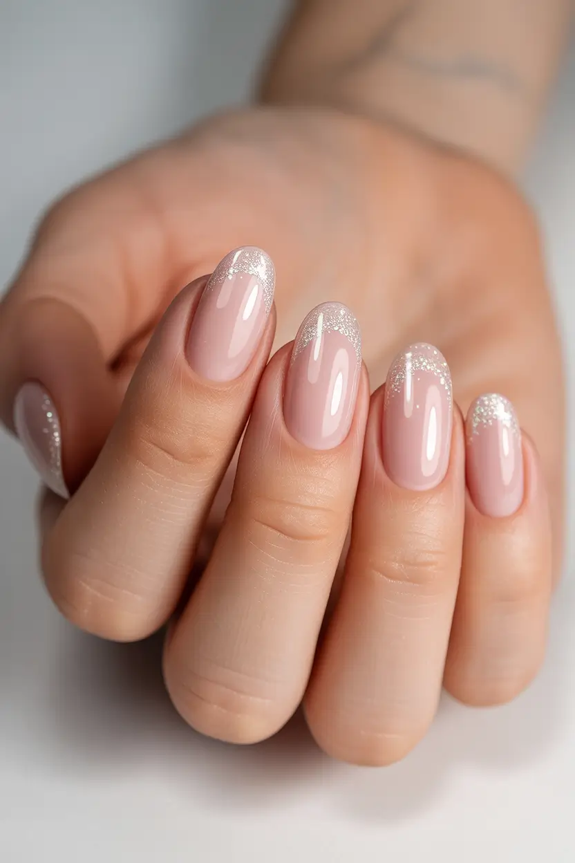 natural nails 2026 Shimmer Dust French