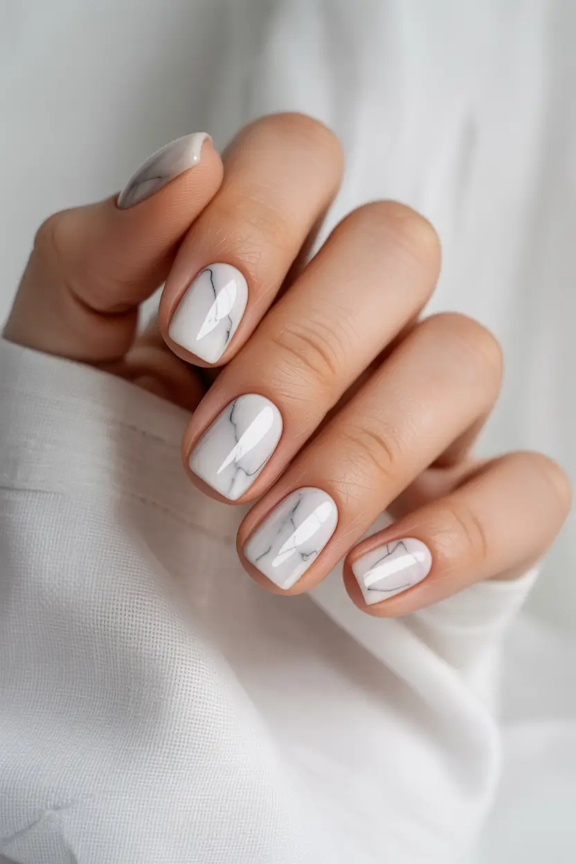neutral nails 2026 Marble Neutral Nails for a Modern Artistic Moment