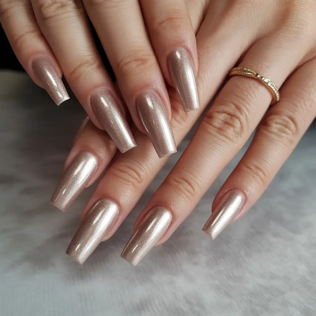 neutral nails 2026 Metallic Length Neutrals for a Bold but Elegant Look