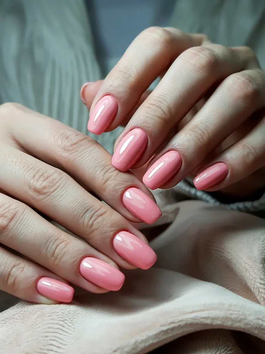pink nails 2026 Pastel Coral Almond Bloom