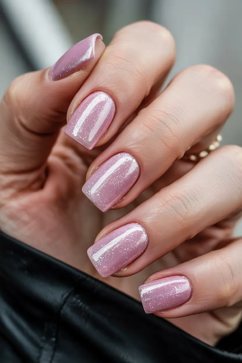 pink nails 2026 Pastel Pink Sparkle Glow