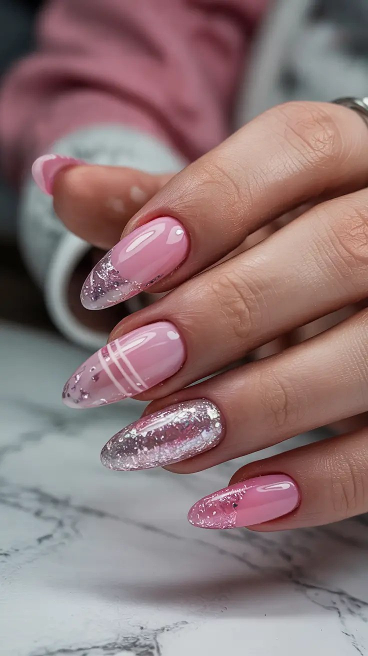 pink nails 2026 Pink Mix And Match Glitter Art