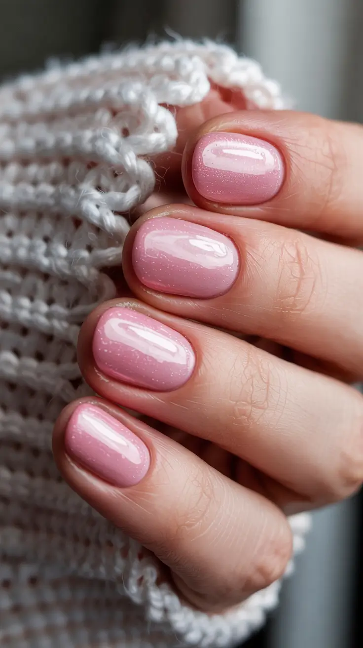 pink nails 2026 Soft Milky Pink Short Nails