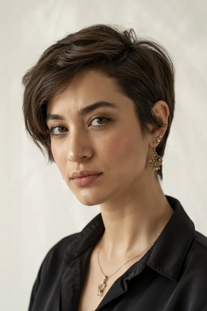 pixie haircut 2026 Effortless Side Sweep Pixie