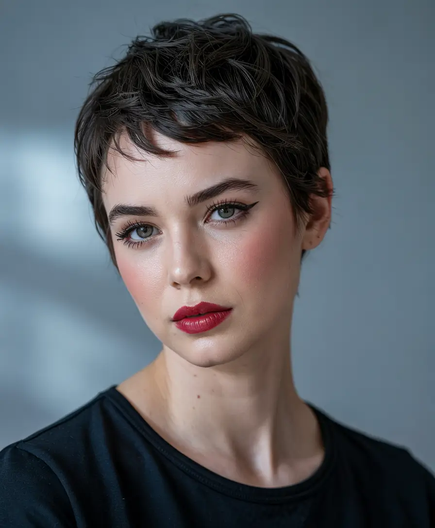 pixie haircut 2026 Classic Dark Pixie Elegance