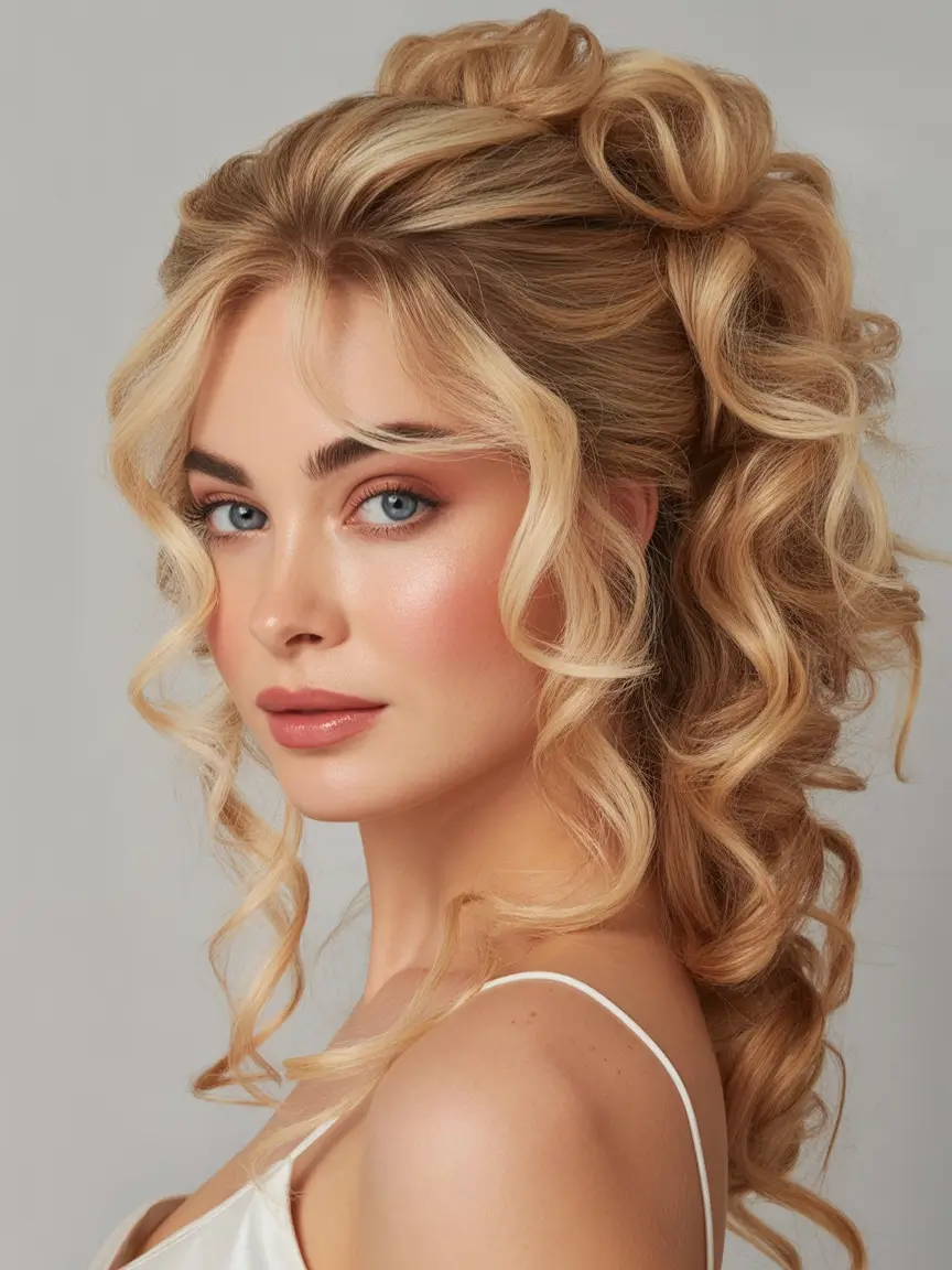 ponytail hairstyles 2026 Romantic Half Up Curls
