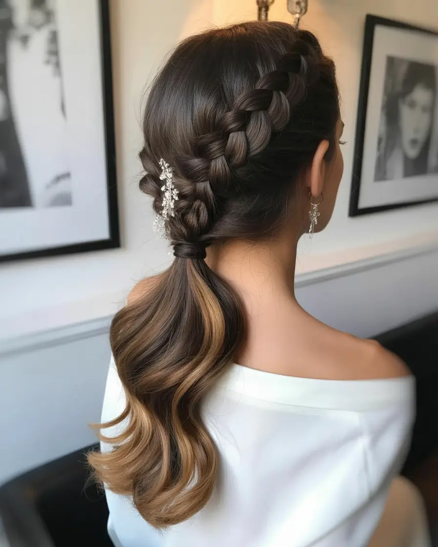 ponytail hairstyles 2026 Romantic Braided Elegance