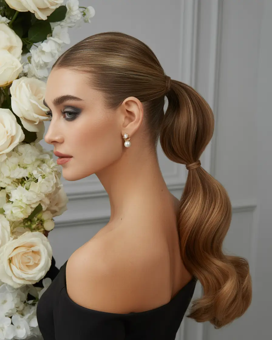 ponytail hairstyles 2026 Soft Bridal Bloom