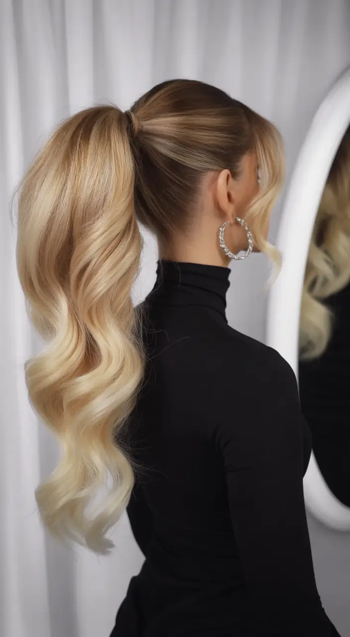 ponytail hairstyles 2026 High Volume Blonde Wave