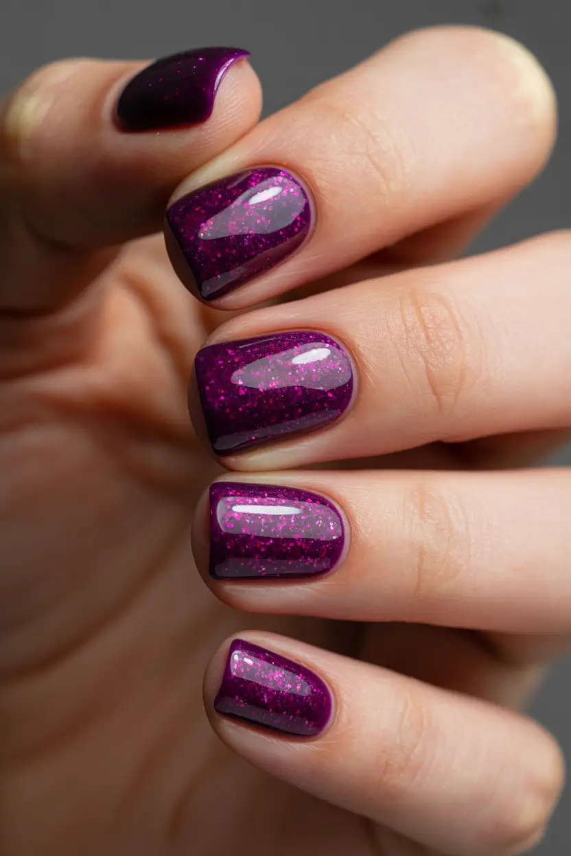 purple nails Fuchsia Spark Jelly Shine