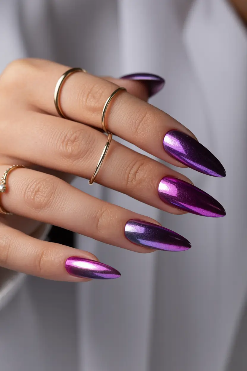 purple nails Violet Chrome Flame