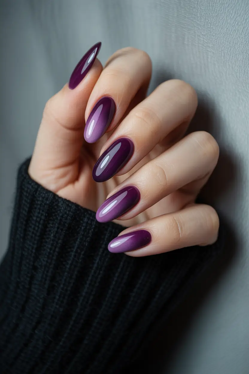 purple nails Deep Amethyst Cat Eye Glow