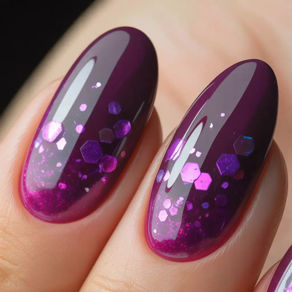 purple nails Berry Crystal Shimmer