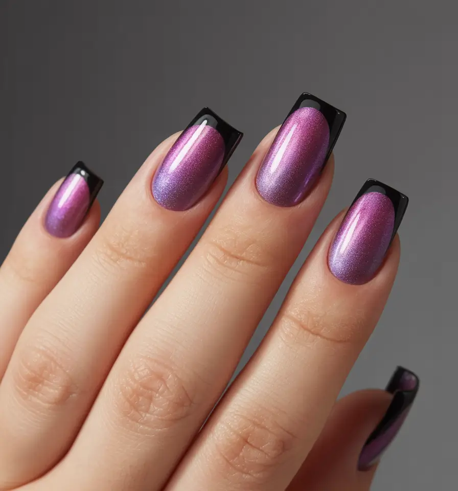 purple nails Black Framed Moonlit Shine