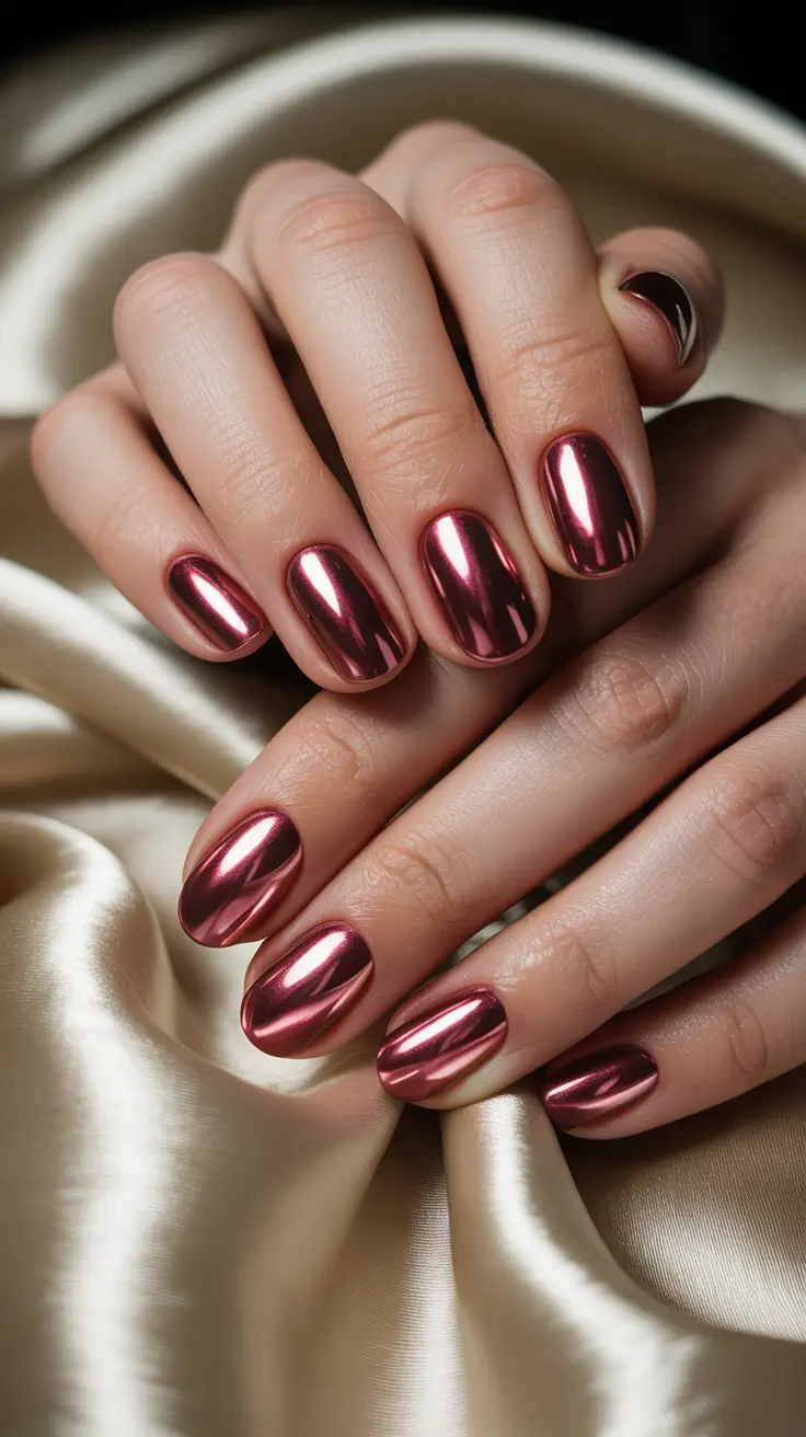 purple nails Rosy Amethyst Chrome Glow