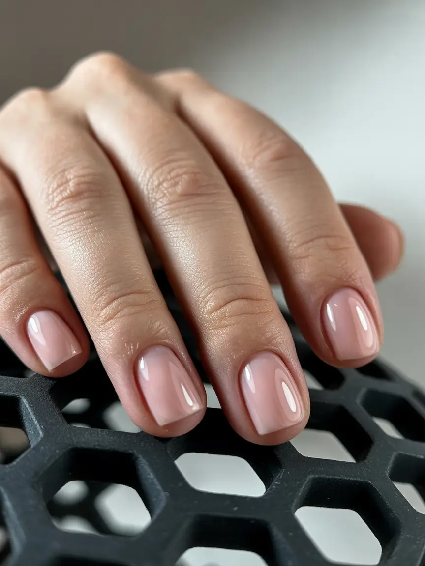 short acrylic nails 2026 Soft Neutral Glow