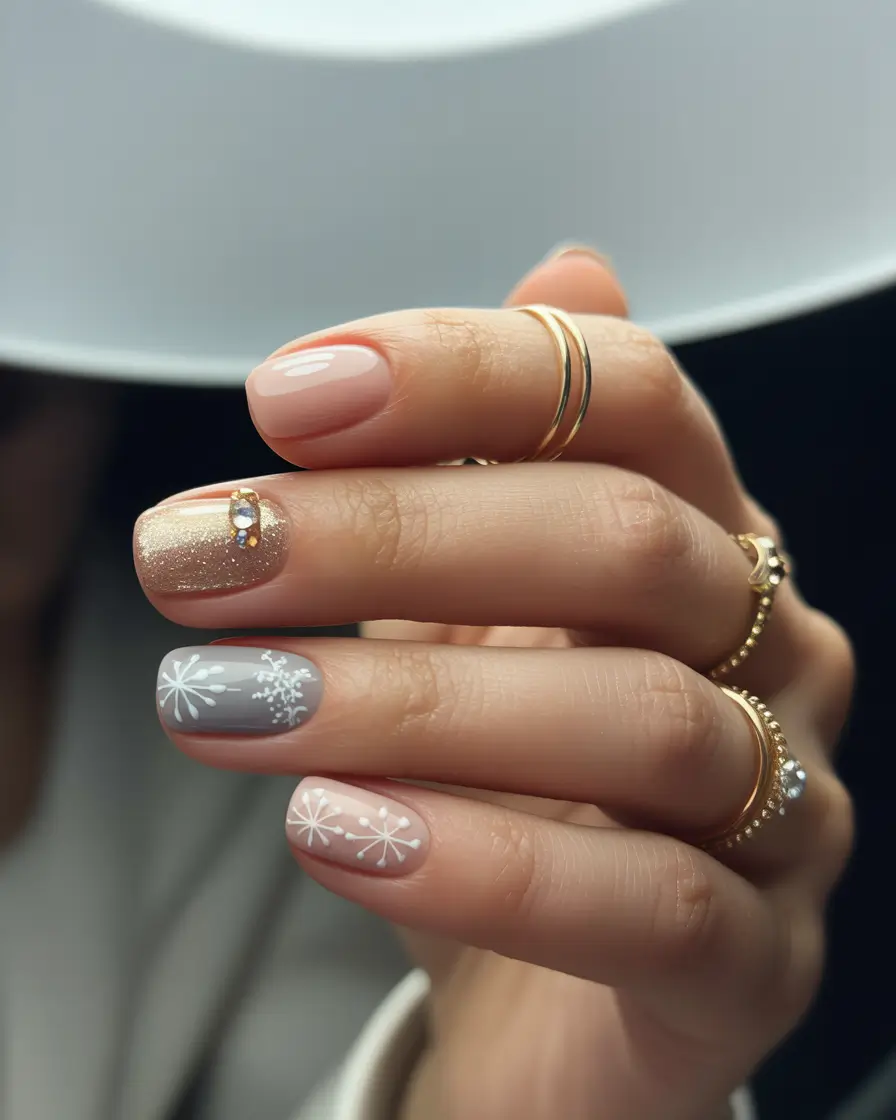 short acrylic nails 2026 Frosted Winter Mix