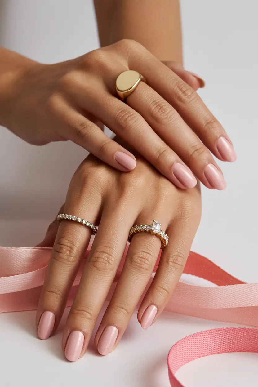 short acrylic nails 2026 Blush Sheer Elegance