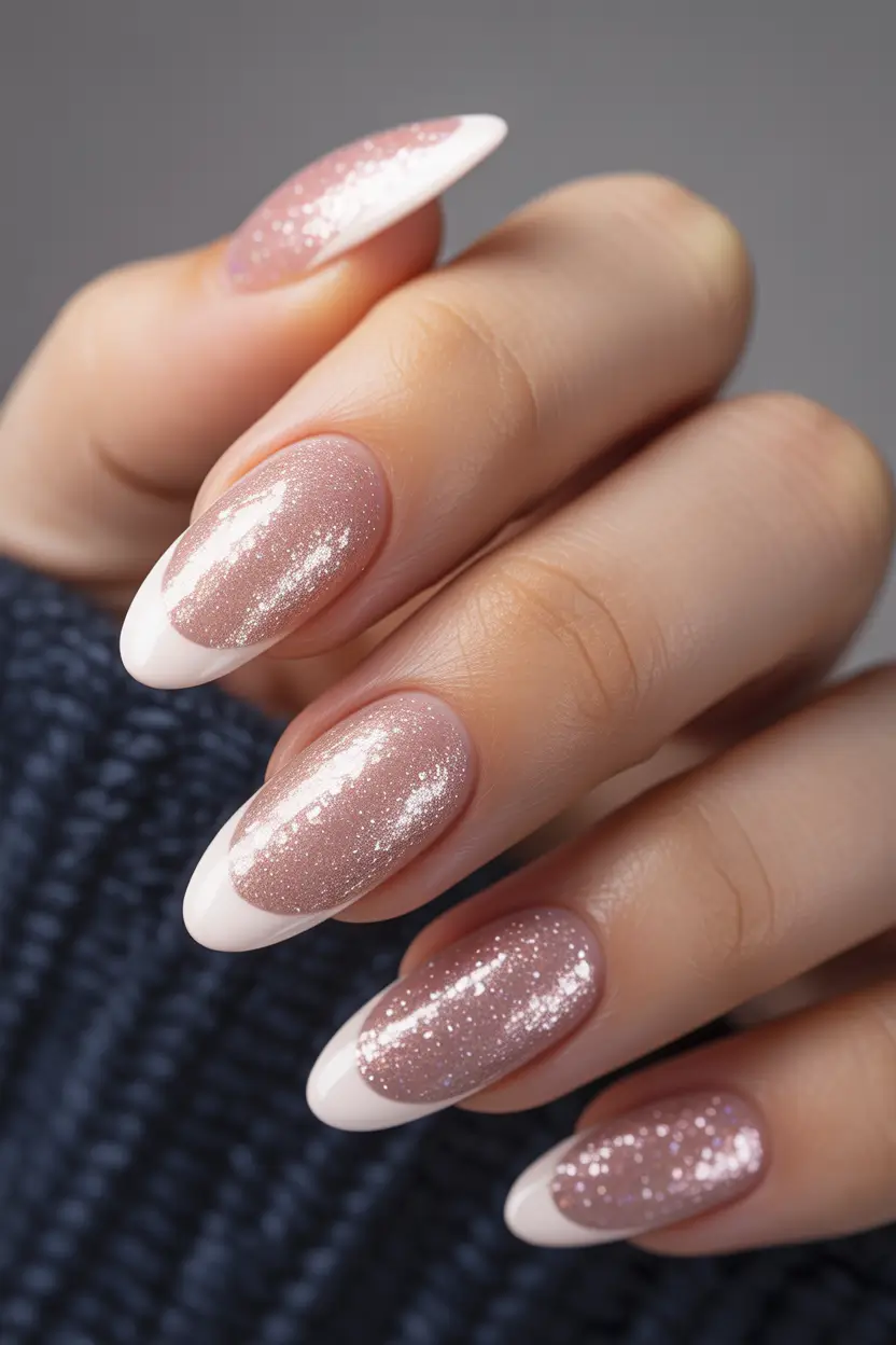 short almond nails 2026 Soft Sparkle French for Everyday Glow
