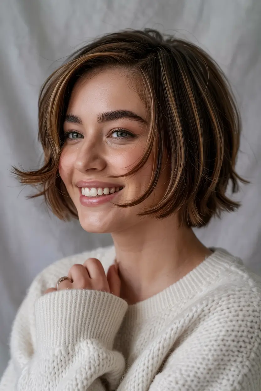short haircuts with layers Soft Cinnamon Layered Bob