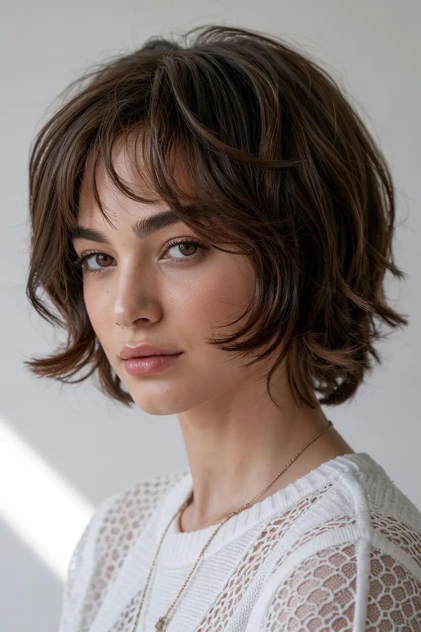 short haircuts with bangs Layered Shag Revival