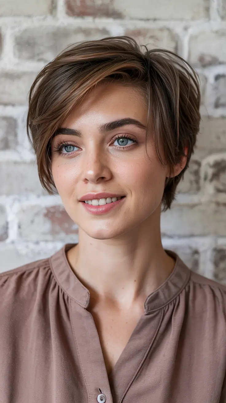 short haircuts for women Feathered Brown Pixie Ease