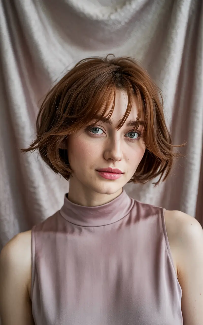 short haircuts with layers Copper Glow Bob