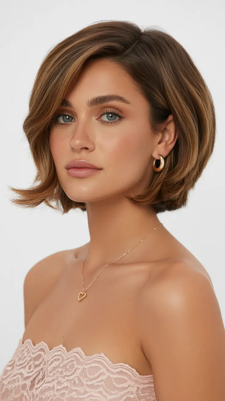 short hairstyles women Bronzed Layered Bob Glow
