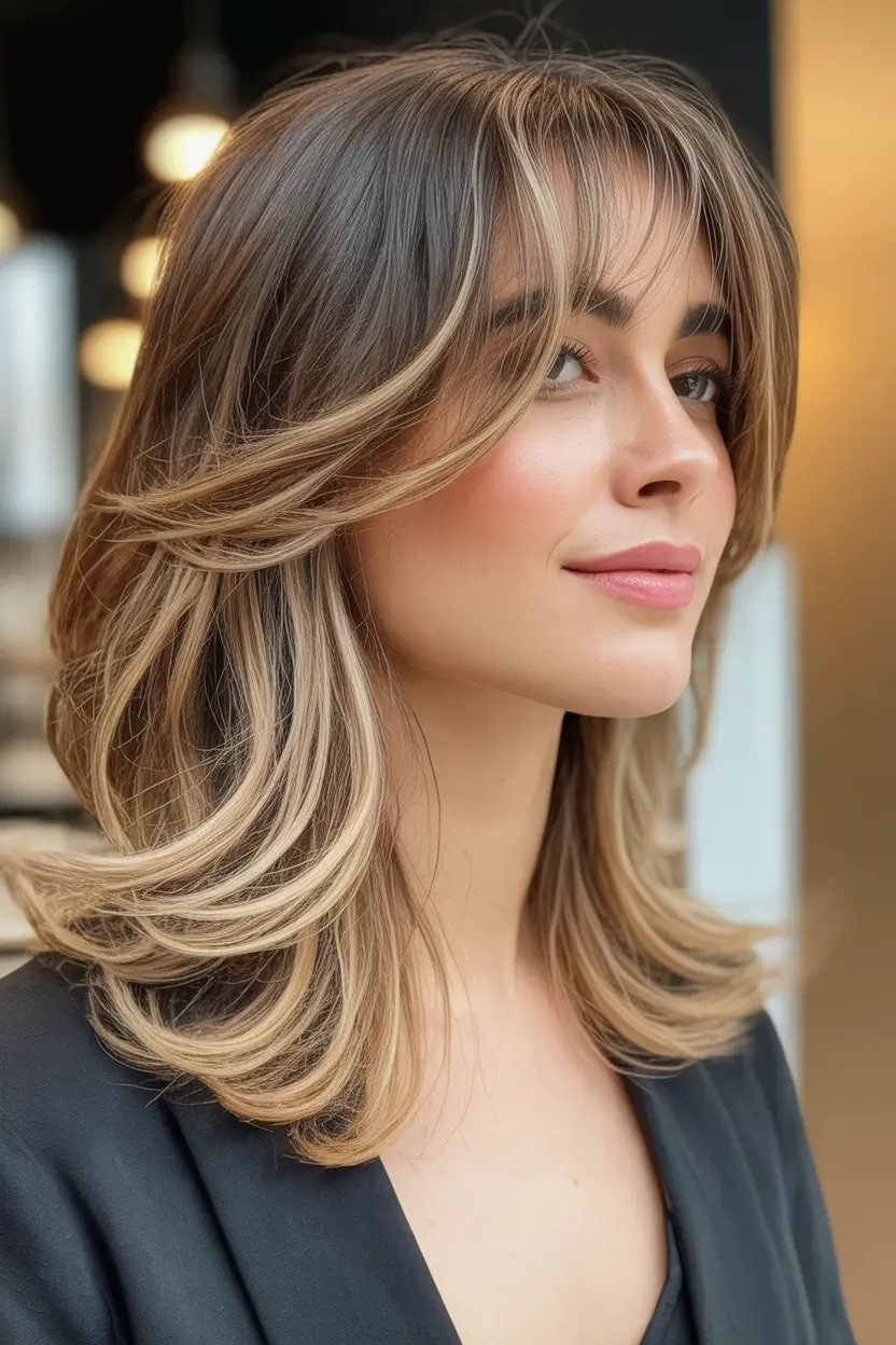 short hairstyles women Feathered Bangs Elegance