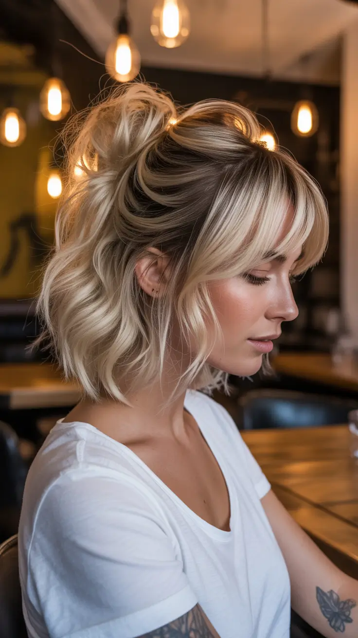 short hairstyles women Messy Half Updo Charm