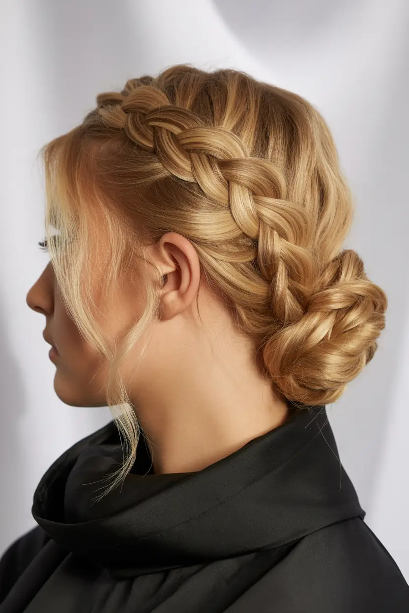short hairstyles women Braided Low Bun Perfection